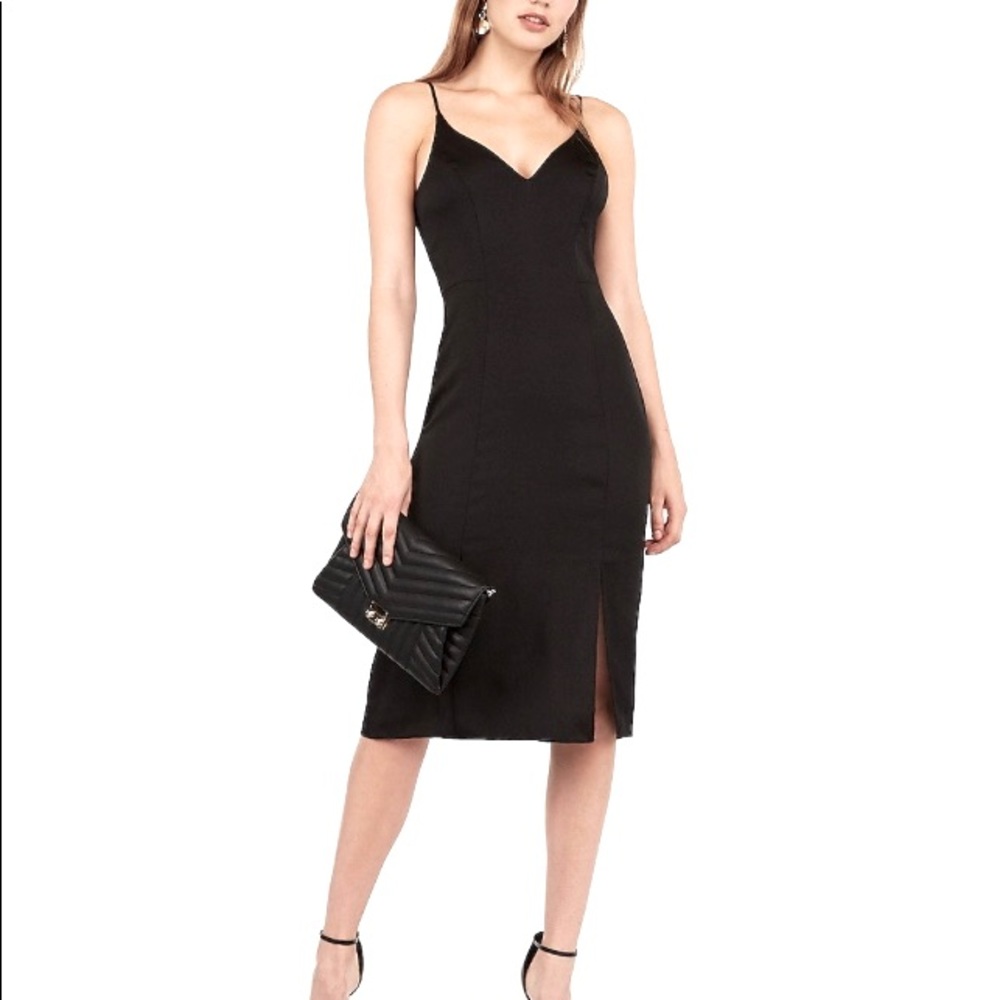 V-neck black slip dress